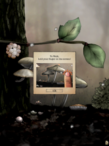 【蜘蛛の移動は、指を画面にタッチしたまま、目的の方向や、障害物の輪郭に沿って動かすことで行う】