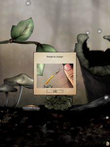 【離れた場所に飛び移るには、指でスワイプする】