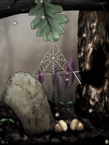 【３本以上の糸で幾何学形を作ると自動認識されて巣となる】