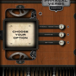 【ホーム画面からは、句動詞の一覧、練習問題、設定の３つの機能が選べる】