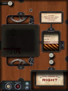 【このアニメーションでは、を選ぶと正解のメッセージが表示された】